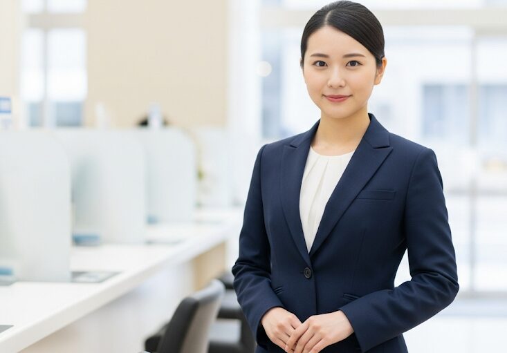 銀行員　女性　スーツ　営業