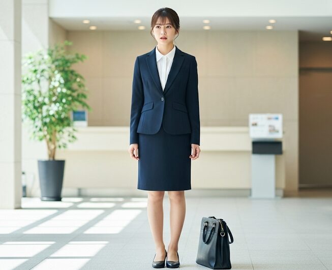 銀行員　女性　リクルートスーツ